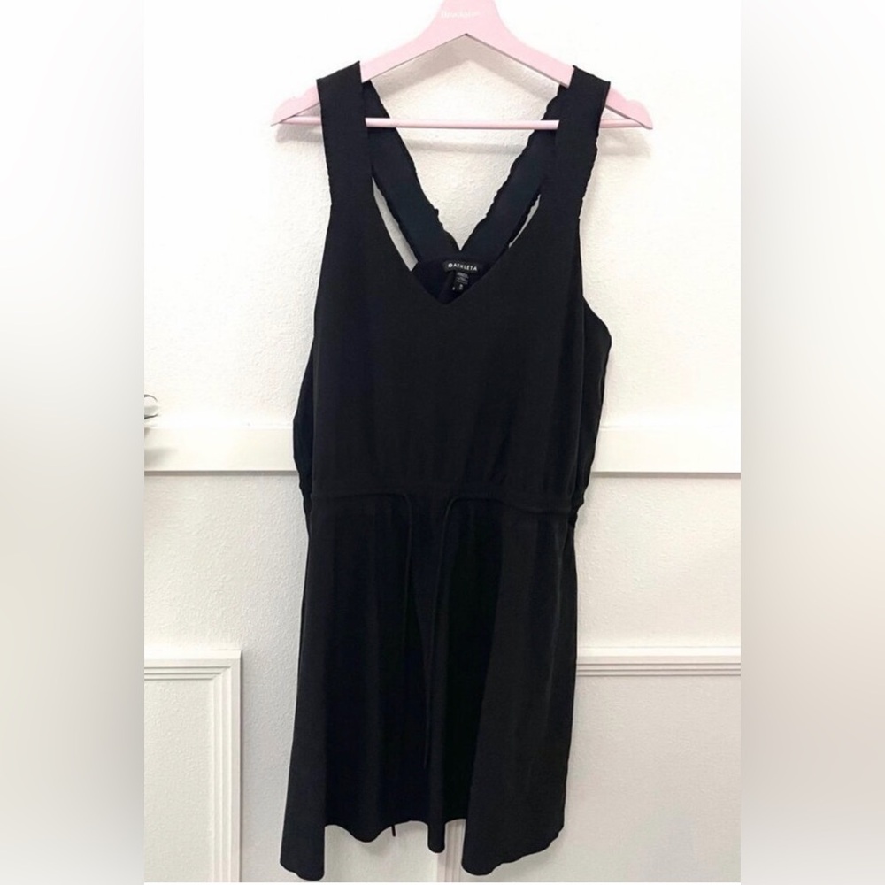 Athleta 659323-01 Black Savannah Strap Drawstring Waist Dress XL